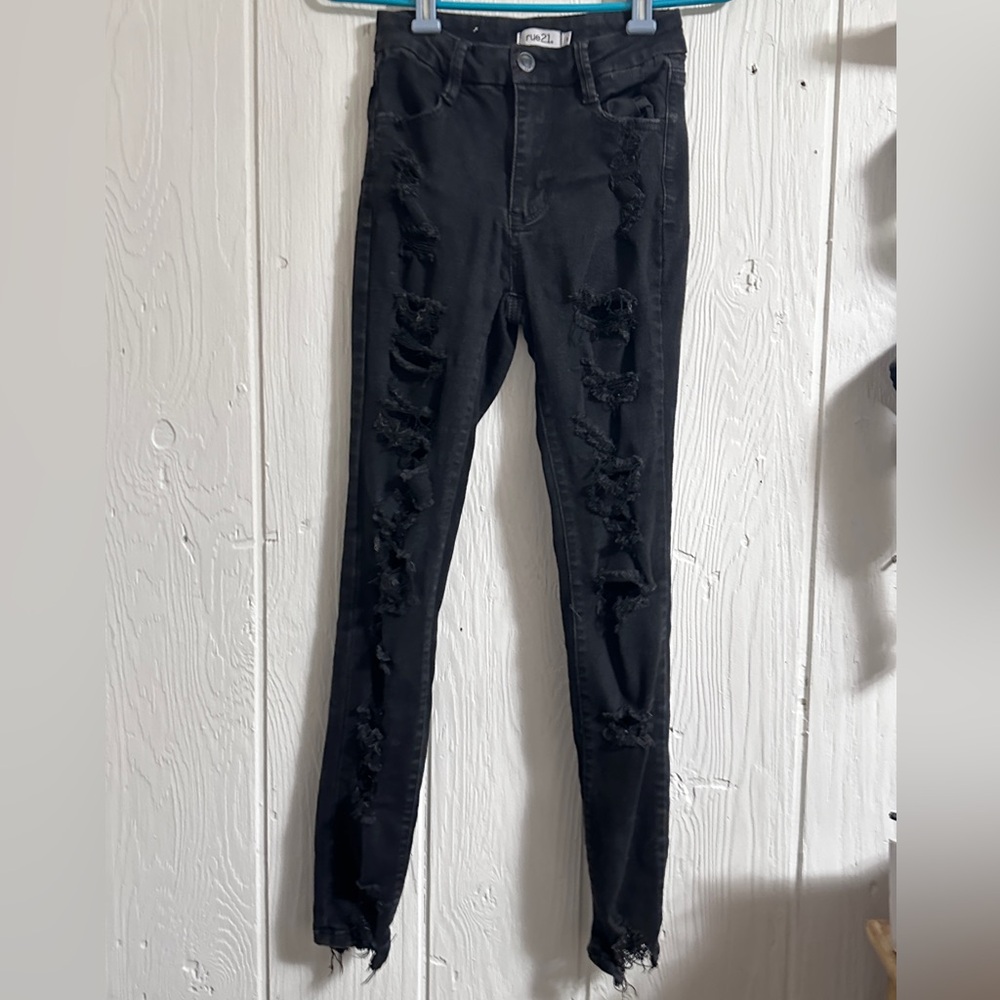 Black Distressed Skinny Jeans